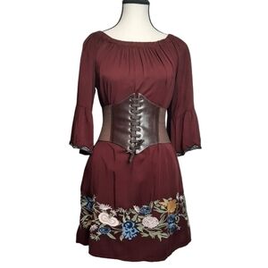 Size S boho Peasant Blouse Tunic Rayon Embroidery SOLITAIRE